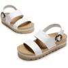 DREAM PAIRS Women’s Orthopedic Arch Support Platform Sandals Comfortable Cork Insole Low Wedges Sandals Flatform Summer Dress Shoes Cute Buckle Wedges for Beach(White)