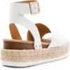 DREAM PAIRS Women’s Platform Espadrilles Casual Ankle Strap Wedge Sandals Comfortable Dressy Summer Shoes(White-pu)