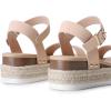 DREAM PAIRS Women’s Platform Espadrilles Wedge Sandals, Comfortable Open Toe One Band Sandals for Women Dressy Casual Summer(Nude)