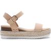 DREAM PAIRS Women’s Platform Espadrilles Wedge Sandals, Comfortable Open Toe One Band Sandals for Women Dressy Casual Summer(Nude)