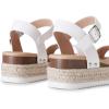 DREAM PAIRS Women’s Platform Espadrilles Wedge Sandals, Comfortable Open Toe One Band Sandals for Women Dressy Casual Summer(White)