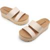 DREAM PAIRS Women’s Platform Slides Sandals Comfortable Arch Support Footbed Two Strap Slip-on Fashion Beach Wedge Sandals(Beige)