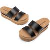 DREAM PAIRS Women’s Platform Slides Sandals Comfortable Arch Support Footbed Two Strap Slip-on Fashion Beach Wedge Sandals(Black)