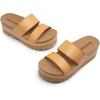 DREAM PAIRS Women’s Platform Slides Sandals Comfortable Arch Support Footbed Two Strap Slip-on Fashion Beach Wedge Sandals(Natural)