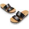 DREAM PAIRS Women’s Platform Wedge Sandals with Arch Support, Comfortable Beach Slip-on Flat Sandals, Casual 2-Strap Cork Cushion Slides for Women(Black)