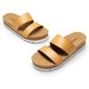 DREAM PAIRS Women’s Platform Wedge Sandals with Arch Support, Comfortable Beach Slip-on Flat Sandals, Casual 2-Strap Cork Cushion Slides for Women(Natural)