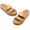 DREAM PAIRS Women’s Platform Wedge Sandals with Arch Support, Comfortable Beach Slip-on Flat Sandals, Casual 2-Strap Cork Cushion Slides for Women(Natural-pu)