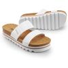 DREAM PAIRS Women’s Platform Wedge Sandals with Arch Support, Comfortable Beach Slip-on Flat Sandals, Casual 2-Strap Cork Cushion Slides for Women(White)
