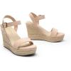 DREAM PAIRS Women’s Platform Wedges Sandals, Comfortable Open Toe Espadrilles Sandals Dressy Buckle Ankle Strap Summer Shoes(All Nude)