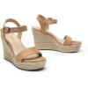 DREAM PAIRS Women’s Platform Wedges Sandals, Comfortable Open Toe Espadrilles Sandals Dressy Buckle Ankle Strap Summer Shoes(Camel)