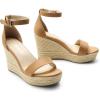 DREAM PAIRS Women’s Platform Wedges Sandals, Comfortable Open Toe Espadrilles Sandals Dressy Buckle Ankle Strap Summer Shoes(Khaki)