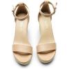 DREAM PAIRS Women’s Platform Wedges Sandals, Comfortable Open Toe Espadrilles Sandals Dressy Buckle Ankle Strap Summer Shoes(Nude)