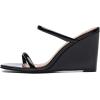 DREAM PAIRS Women’s Slides Wedge Sandals Two Strap Square Open Toe Dress Shoes(Black)