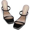 DREAM PAIRS Women’s Slides Wedge Sandals Two Strap Square Open Toe Dress Shoes(Black)