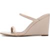 DREAM PAIRS Women’s Slides Wedge Sandals Two Strap Square Open Toe Dress Shoes(Nude)