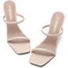 DREAM PAIRS Women’s Slides Wedge Sandals Two Strap Square Open Toe Dress Shoes(Nude)