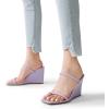DREAM PAIRS Women’s Slides Wedge Sandals Two Strap Square Open Toe Dress Shoes(Purple)