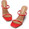 DREAM PAIRS Women’s Slides Wedge Sandals Two Strap Square Open Toe Dress Shoes(Red)