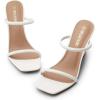 DREAM PAIRS Women’s Slides Wedge Sandals Two Strap Square Open Toe Dress Shoes(White)