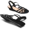 DREAM PAIRS Women’s Strappy Wrapped Dressy Wedge Sandals Comfortable Low Heel Casual Summer Shoes(Black)