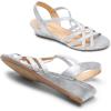 DREAM PAIRS Women’s Strappy Wrapped Dressy Wedge Sandals Comfortable Low Heel Casual Summer Shoes(Silver)