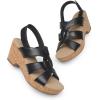 DREAM PAIRS Women’s Wedge Sandals Comfortable Open Toe Platform Casual Dressy Cork Summer Dress Shoes(Black)