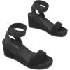 DREAM PAIRS womens Ankle Strap Platform Wedge Sandal(Black)