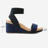 DREAM PAIRS womens Ankle Strap Platform Wedge Sandal(Navy)