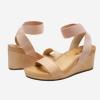 DREAM PAIRS womens Ankle Strap Platform Wedge Sandal(Nude)
