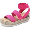 DREAM PAIRS Strappy Espadrille Platform Wedge Sandals for Women Dressy Summer, Comfortable Open Toe Sandals with Cushioned Insole and Ankle Strap Buckle(Hot Pink Elastic)