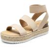 DREAM PAIRS Strappy Espadrille Platform Wedge Sandals for Women Dressy Summer, Comfortable Open Toe Sandals with Cushioned Insole and Ankle Strap Buckle(Nude)