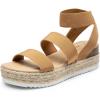 DREAM PAIRS Strappy Espadrille Platform Wedge Sandals for Women Dressy Summer, Comfortable Open Toe Sandals with Cushioned Insole and Ankle Strap Buckle(Camel)