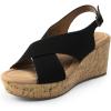 DREAM PAIRS Women’s Comfortable Ankle Strap Platform Wedge Sandals for Women Casual Dressy Summer(Black)