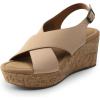 DREAM PAIRS Women’s Comfortable Ankle Strap Platform Wedge Sandals for Women Casual Dressy Summer(Nude)