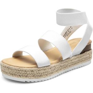 DREAM PAIRS Strappy Espadrille Platform Wedge Sandals for Women Dressy Summer, Comfortable Open Toe Sandals with Cushioned Insole and Ankle Strap Buckle(White)