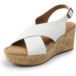 DREAM PAIRS Women’s Comfortable Ankle Strap Platform Wedge Sandals for Women Casual Dressy Summer(White)