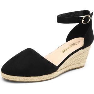 DREAM PAIRS Women’s Espadrilles Closed Toe Ankle Strap Dressy Platform Wedge Sandals(Black-1)