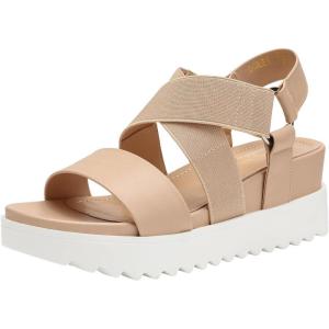 DREAM PAIRS Women’s Open Toe Ankle Strap Platform Wedge Sandals(Nude)