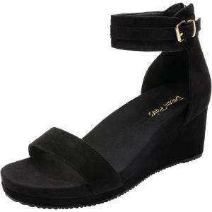 DREAM PAIRS Women’s Open Toe Buckle Ankle Strap Platform Wedge Sandals Summer Shoes.(Black)