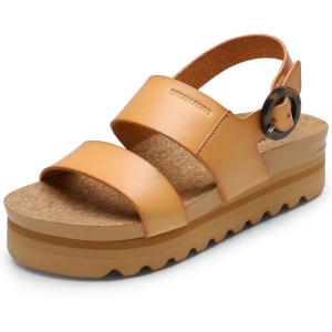 DREAM PAIRS Women’s Orthopedic Arch Support Platform Sandals Comfortable Cork Insole Low Wedges Sandals Flatform Summer Dress Shoes Cute Buckle Wedges for Beach(Natural)