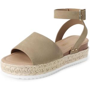 DREAM PAIRS Women’s Platform Espadrilles Casual Ankle Strap Wedge Sandals Comfortable Dressy Summer Shoes(Taupe)