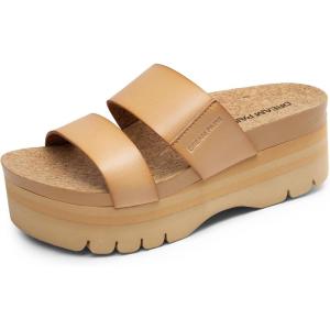 DREAM PAIRS Women’s Platform Slides Sandals Comfortable Arch Support Footbed Two Strap Slip-on Fashion Beach Wedge Sandals(Nude)