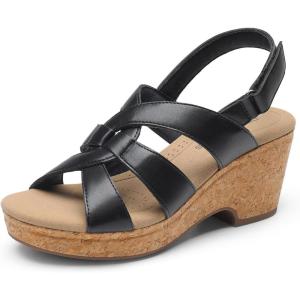 DREAM PAIRS Women’s Wedge Sandals Comfortable Open Toe Platform Casual Dressy Cork Summer Dress Shoes(Black)