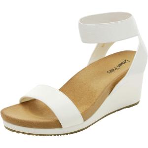 DREAM PAIRS womens Ankle Strap Platform Wedge Sandal(White/Pu)