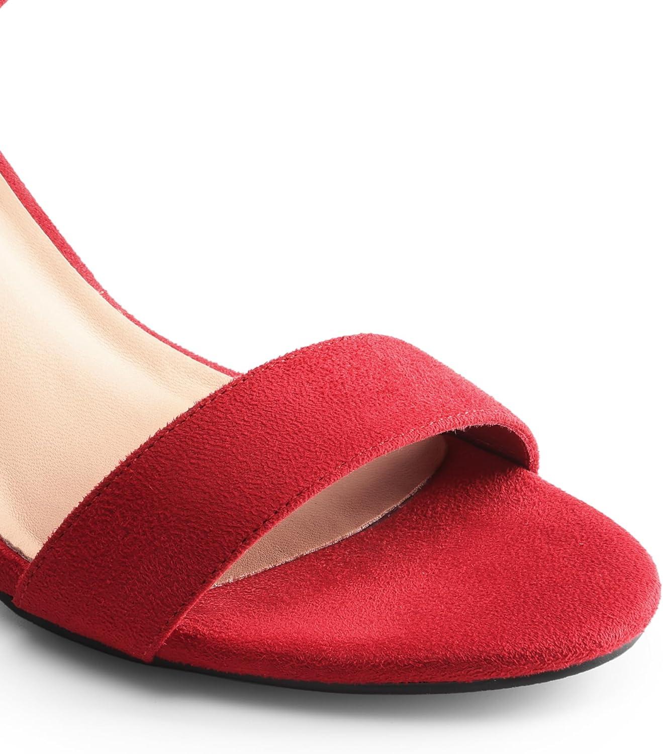 imageDREAM PAIRS Heels for Women Chunky Block Heel Open Toe Ankle Strap 35 Inch Heeled Sandals for Party Date WeddingRed