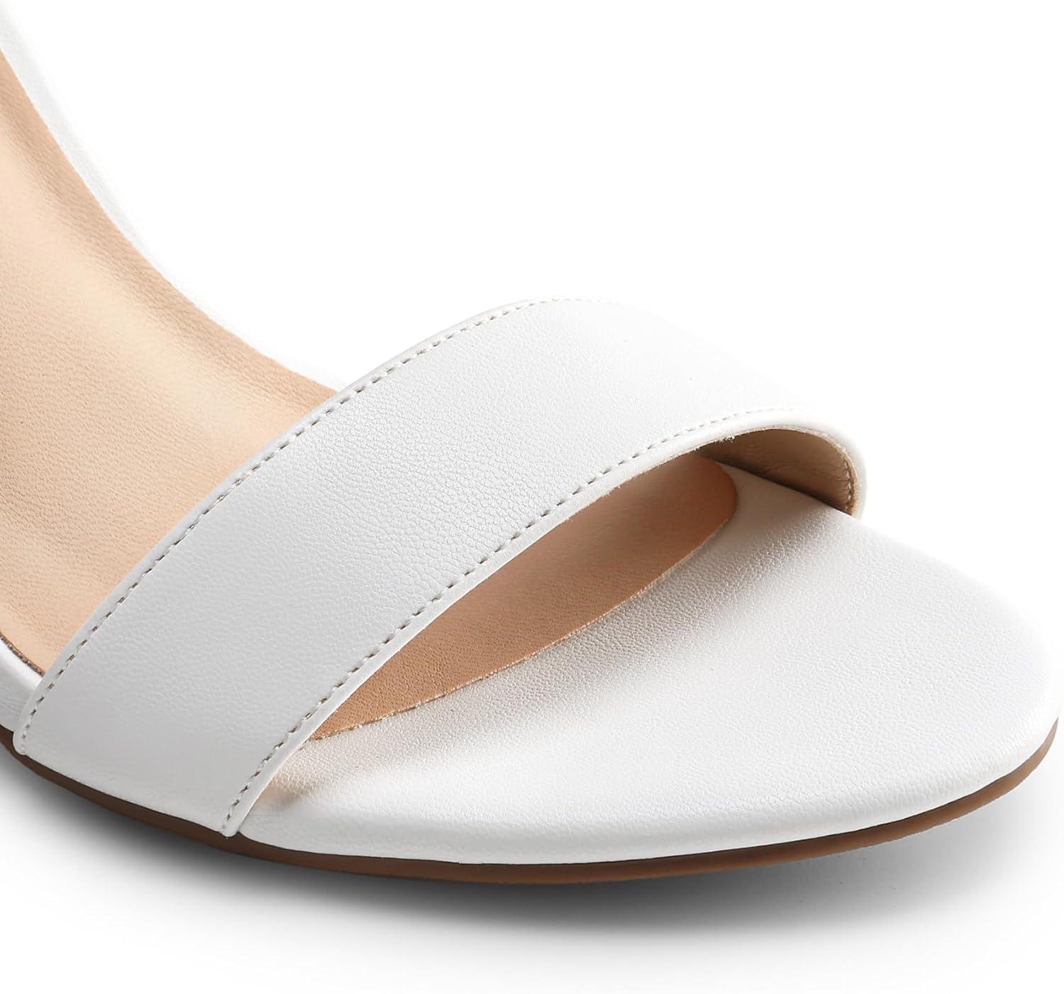 imageDREAM PAIRS Heels for Women Chunky Block Heel Open Toe Ankle Strap 35 Inch Heeled Sandals for Party Date WeddingWhite