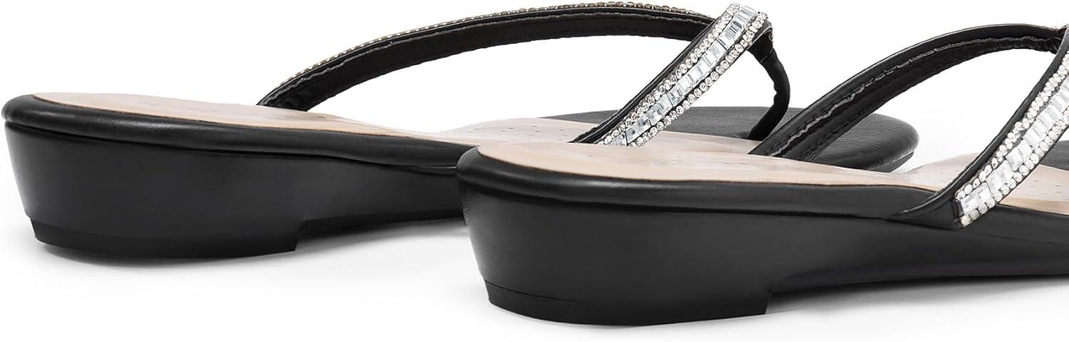 imageDREAM PAIRS Womens Fashion Rhinestones Design Slides Sandals Dress Daily Flat Sandals for SummerBlack Glitter