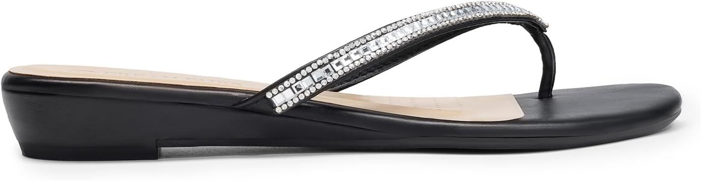 imageDREAM PAIRS Womens Fashion Rhinestones Design Slides Sandals Dress Daily Flat Sandals for SummerBlack Glitter