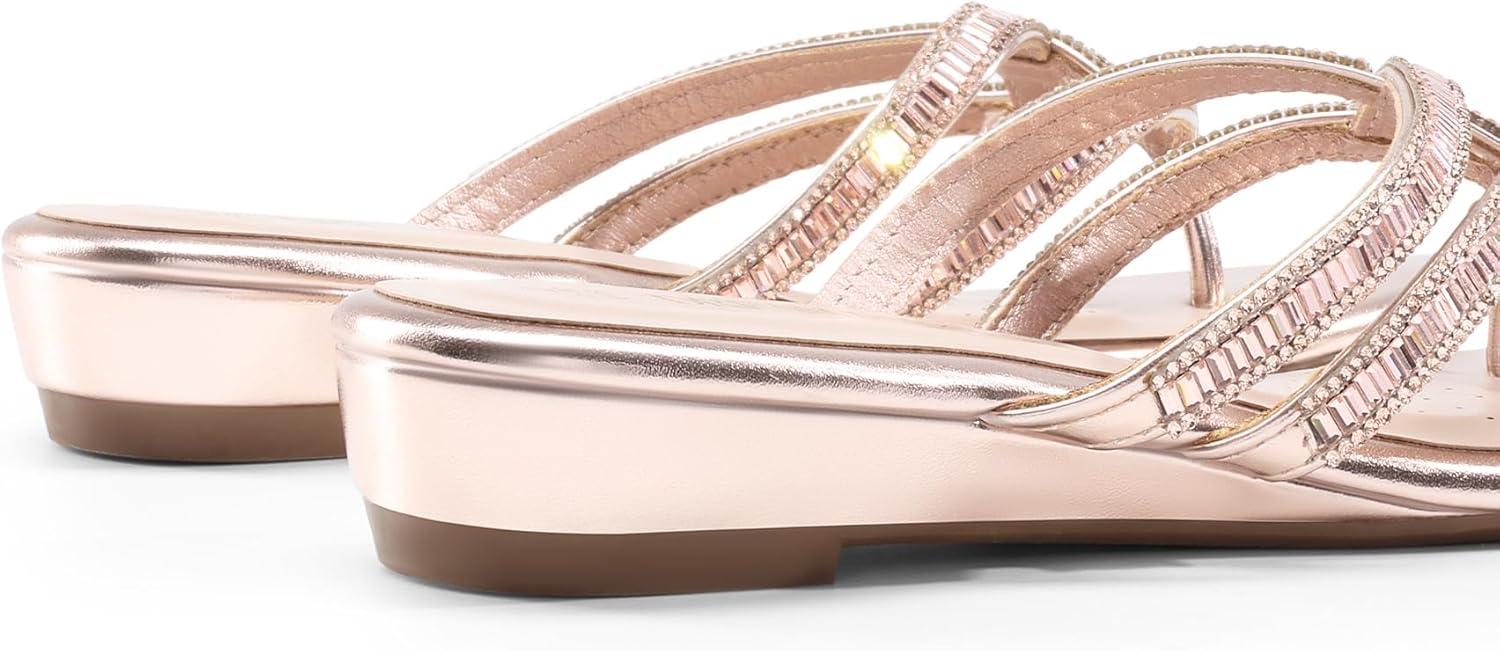 imageDREAM PAIRS Womens Fashion Rhinestones Design Slides Sandals Dress Daily Flat Sandals for SummerChampagneGoldpu