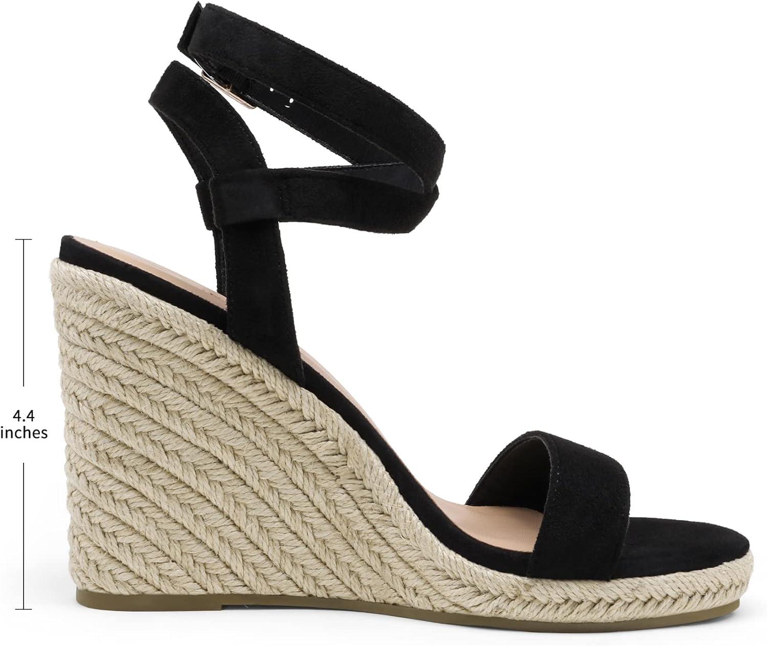 imageDREAM PAIRS Womens Open Toe Espadrilles Dressy Platform Sandals Buckle Ankle Strap Stylish Wedges SandalsBlackSuede